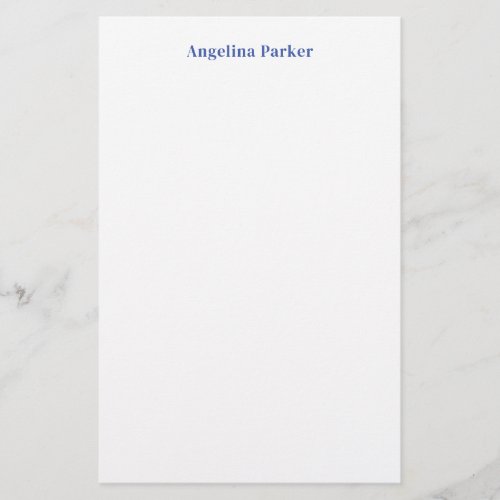 Modern Minimalist Plain Simple Blue White Stationery