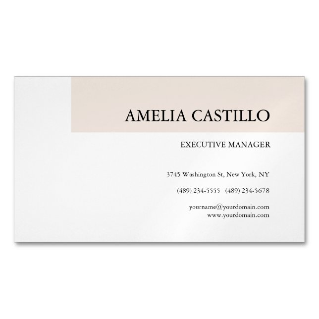 Modern Minimalist Plain Simple  Business Card Magnet (Front)