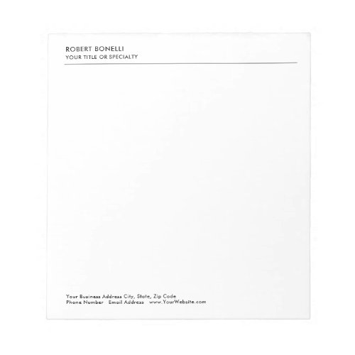 Modern Minimalist Plain Simple Business  Notepad