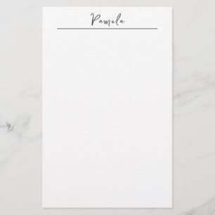 Modern Minimalist Plain Simple Cute Own Name Stationery