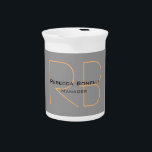 Modern Minimalist Plain Simple Monogram Manager Beverage Pitcher<br><div class="desc">A great design that will reflect your job,  your respect for the job and the effort you put into it. A unique opportunity to express your personality and working mentality to your customers.</div>