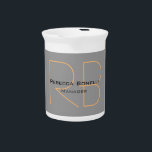 Modern Minimalist Plain Simple Monogram Manager Beverage Pitcher<br><div class="desc">A great design that will reflect your job,  your respect for the job and the effort you put into it. A unique opportunity to express your personality and working mentality to your customers.</div>