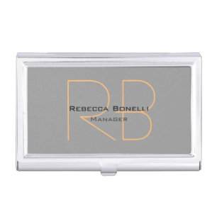Modern Minimalist Plain Simple Monogram Manager Business Card Case