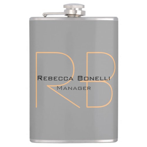 Modern Minimalist Plain Simple Monogram Manager Flask