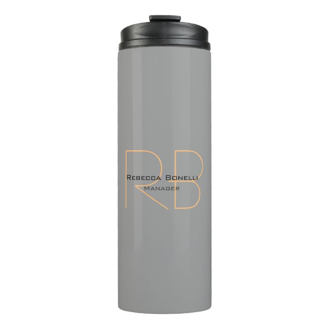 Modern Minimalist Plain Simple Monogram Manager Thermal Tumbler (Front)