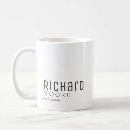 modern minimalist plain white black name coffee mug