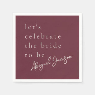Modern Minimalist Plum Bridal Shower Napkins