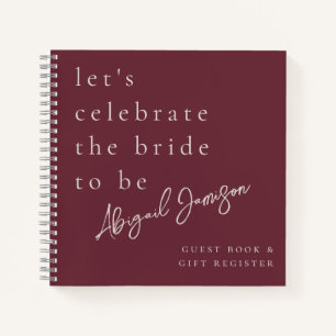 Modern Minimalist Plum Bridal Shower Notebook