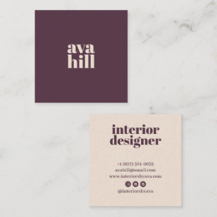 Modern Minimalist Plum Professional Logo Stylish Square Business Card