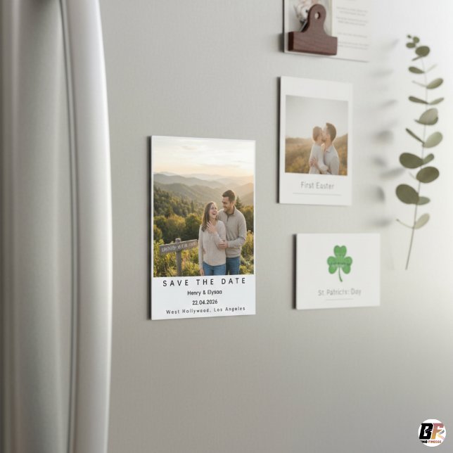 Modern Minimalist Polaroid Wedding Save the Date Magnetic Invitation (Creator Uploaded)
