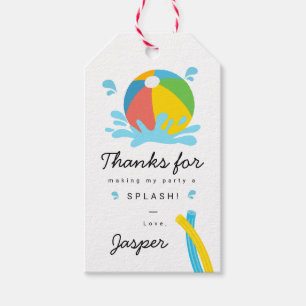 Modern Minimalist Pool Party Birthday Gift Tags