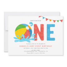 Modern Minimalist Pool Party First Birthday
