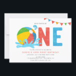 Modern Minimalist Pool Party First Birthday Invitation<br><div class="desc">Ready for Summer?!  This minimalist Beach Ball invitation is fully customizable (text) and you can also change the colors and styles of fonts.</div>
