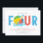 Modern Minimalist Pool Party Fourth Birthday Invitation<br><div class="desc">Modern Minimalist Pool Party Fourth Birthday invitation</div>