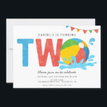 Modern Minimalist Pool Party Second Birthday Invitation<br><div class="desc">Ready for Summer?!  This minimalist Beach Ball invitation is fully customizable (text) and you can also change the colors and styles of fonts.</div>