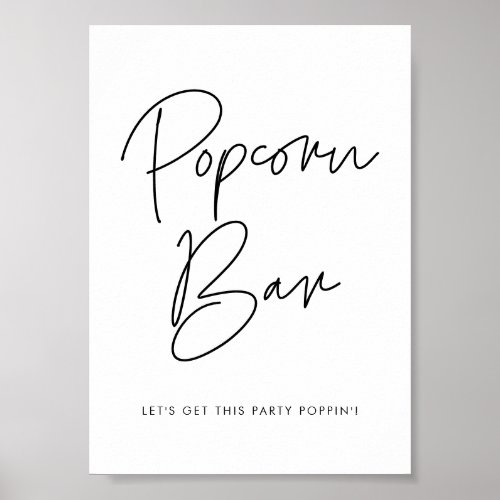 Modern Minimalist Popcorn bar sign