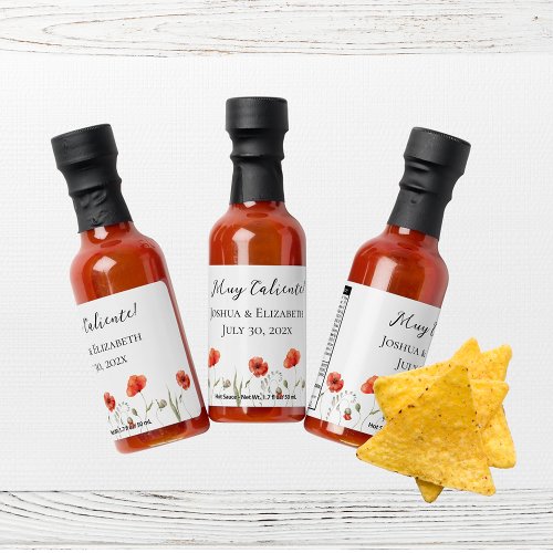 Modern Minimalist Poppies Hot Sauce Favor