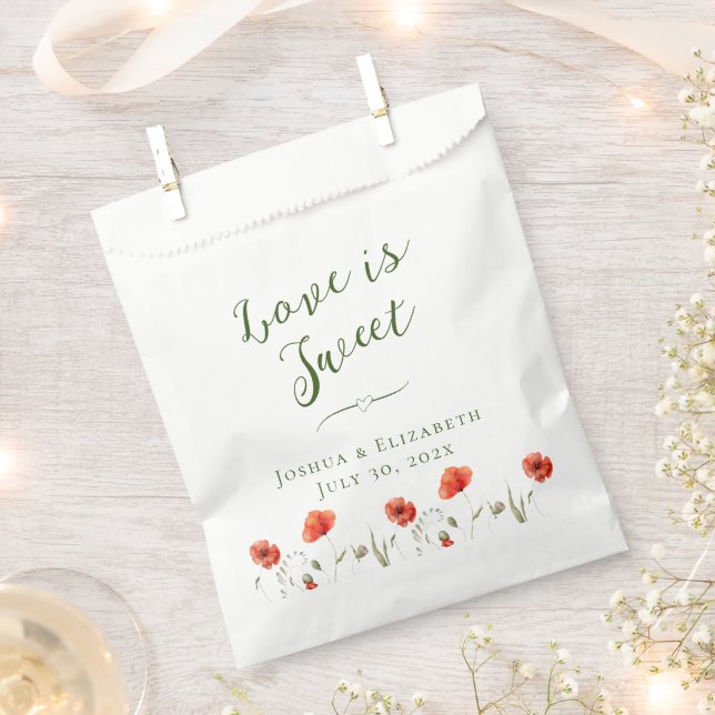 Modern Minimalist Poppies Wedding Favor Bag (Clipped)