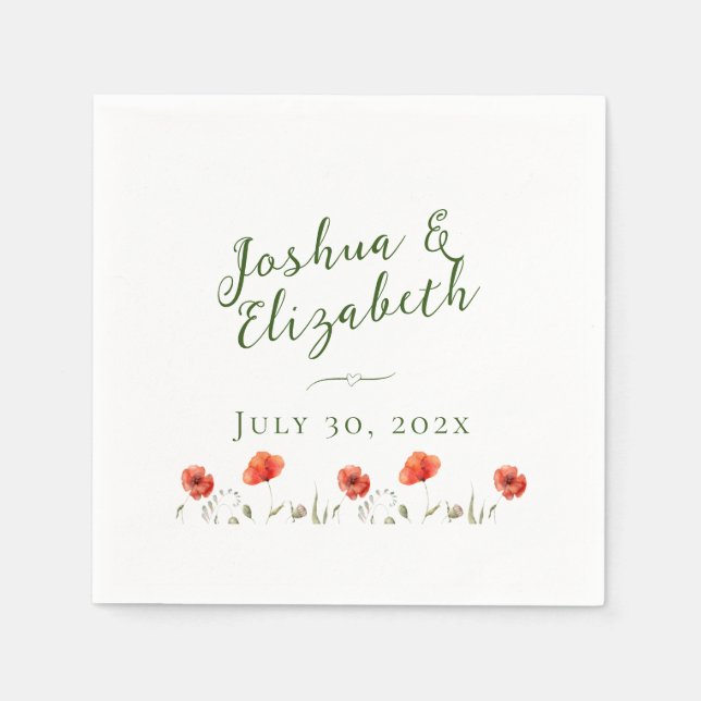 Modern Minimalist Poppies Wedding  Napkins (Front)