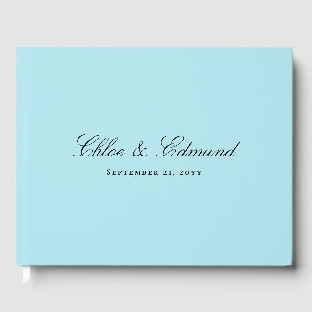 Modern Minimalist Powder Blue Wedding Guest Book (Front)