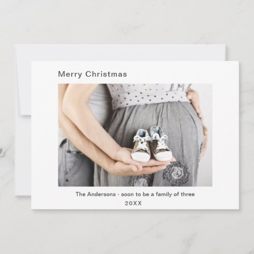 Modern minimalist pregnancy photo Christmas