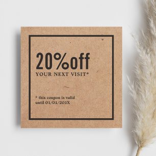 Modern Minimalist Printed Kraft Black Coupon