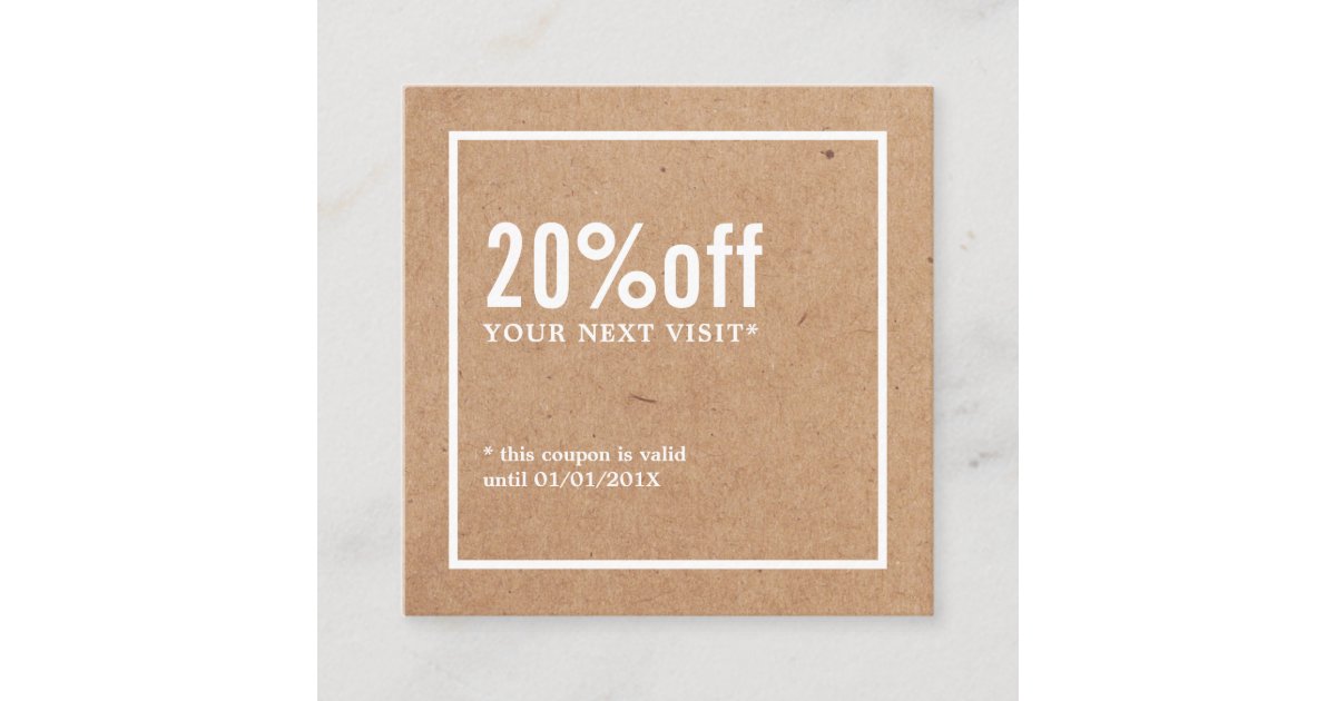 Modern Minimalist Printed Kraft White Coupon Zazzle