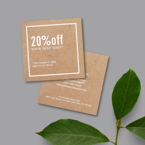 Modern Minimalist Printed Kraft White Coupon