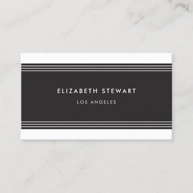 Modern Minimalist Professional Black and White Business Card (Front)