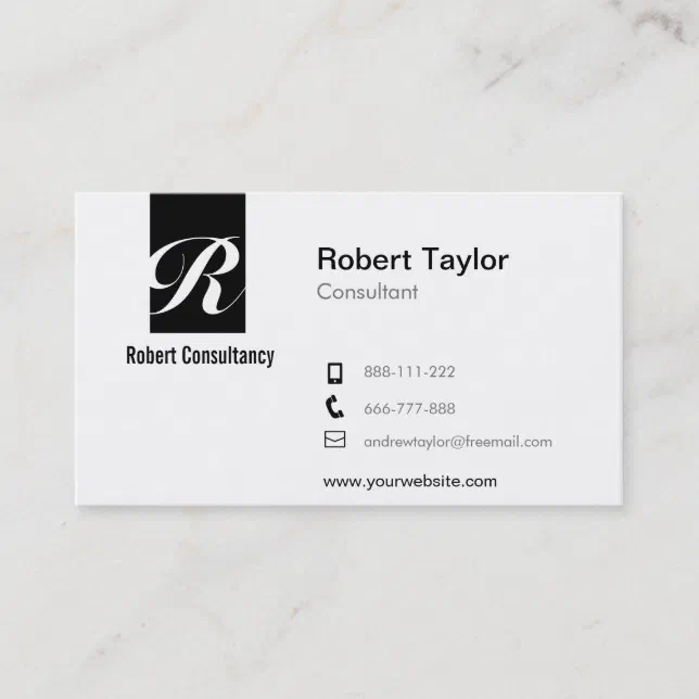 Modern Minimalist Professional Black and White Business Card | Zazzle