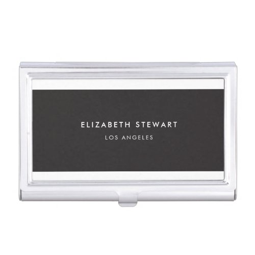 Modern Minimalist Professional Black and White Business Card Case