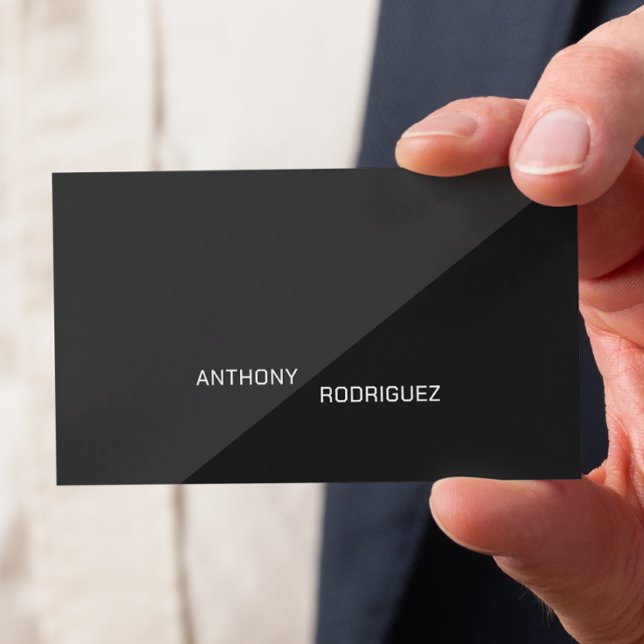 Modern Minimalist Professional Black Business Card (Front side of card shown in 3.5 x 2.0 inch, add your  name and details on the backside.)