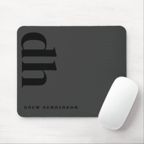 Modern Minimalist Professional Black Monogram Mouse Pad