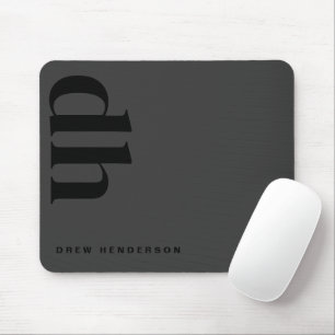 Modern Minimalist Professional Black Monogram Mouse Pad