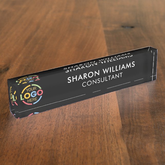 Modern Minimalist Professional Black Office Title Desk Name Plate (Side)