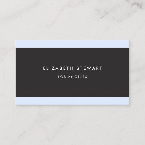 Modern Minimalist Professional Black White Blue Business Card