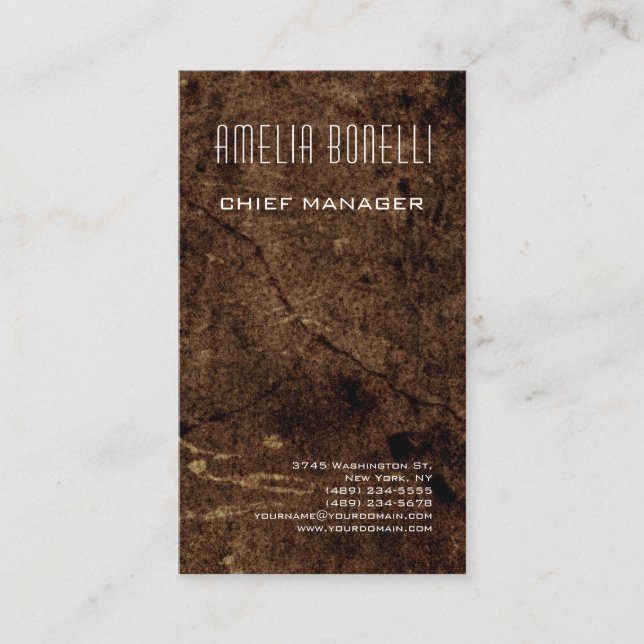 Modern Minimalist Professional Brown Background Business Card (Front)