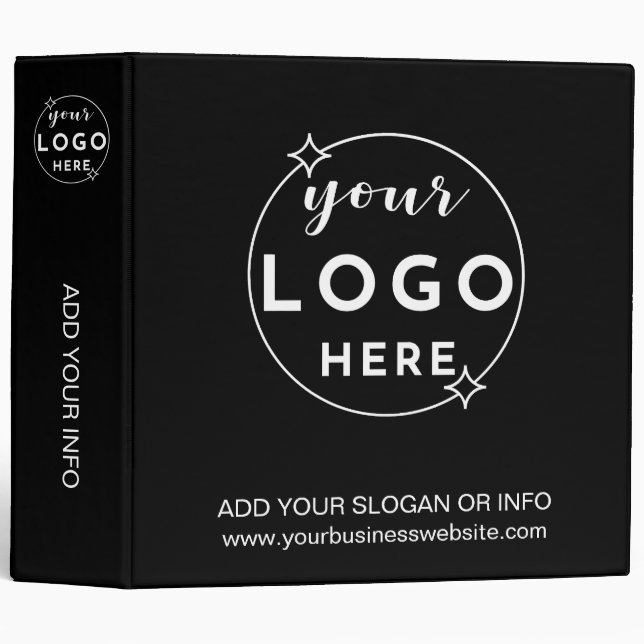 Modern Minimalist Professional Business Logo Black 3 Ring Binder (Front/Spine)