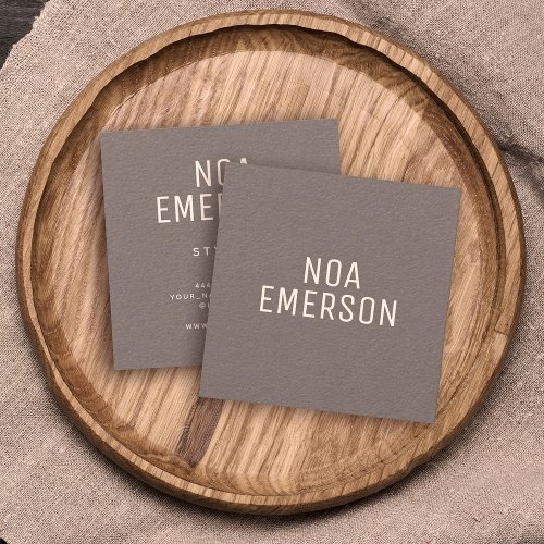 Modern Minimalist Professional Charcoal Gray Square Business Card