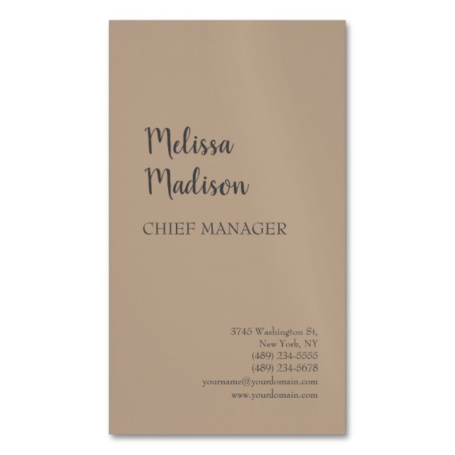 Modern Minimalist Professional Chic Business Card Magnet (Front Vertical)