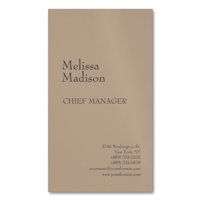 Modern Minimalist Professional Chic Business Card Magnet (Front Vertical)
