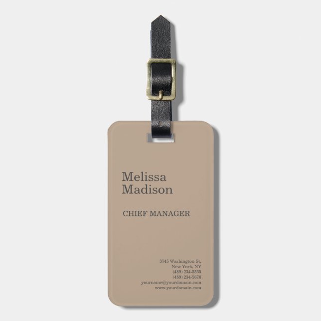 Modern Minimalist Professional Chic Luggage Tag (Front Vertical)