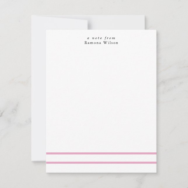 Modern Minimalist Professional Chic Pink & White Note Card (Front)