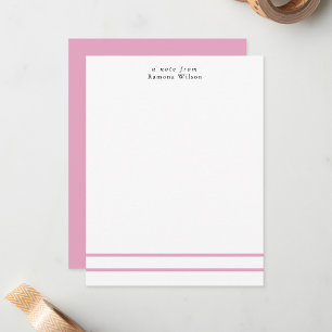 Modern Minimalist Professional Chic Pink & White Note Card