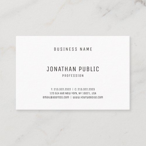 Modern Minimalist Professional Design Elegant Top Business Card