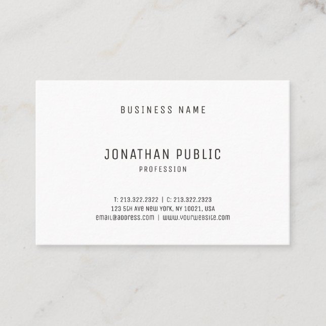 Modern Minimalist Professional Design Elegant Top Business Card (Front)
