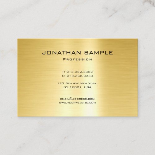 Modern Minimalist Professional Design Gold Plain Business Card