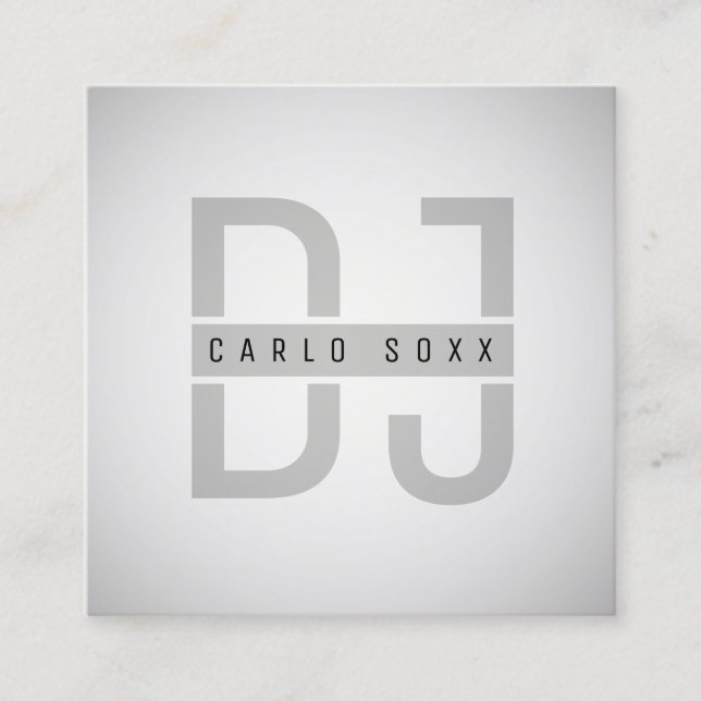 Modern minimalist professional DJ Square Business Card (Front)