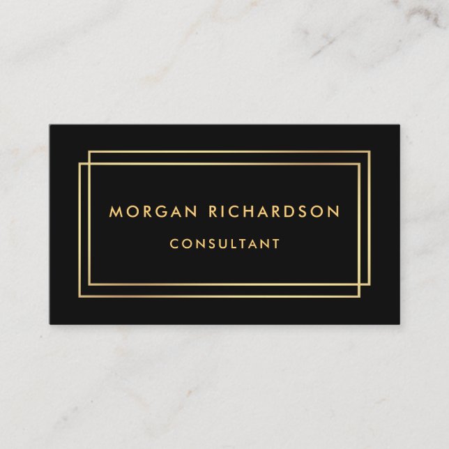 Modern Minimalist Professional Elegant Black Gold Business Card (Front)