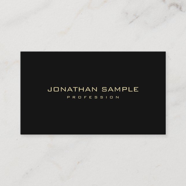 Modern Minimalist Professional Elegant Black Gold Business Card (Front)